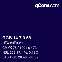 カラーコード: RGB 14.7 0 68 | qconv.com