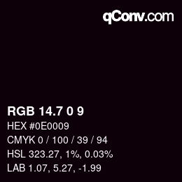 カラーコード: RGB 14.7 0 9 | qconv.com