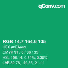 カラーコード: RGB 14.7 164.6 105 | qconv.com