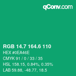 カラーコード: RGB 14.7 164.6 110 | qconv.com