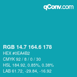 カラーコード: RGB 14.7 164.6 178 | qconv.com