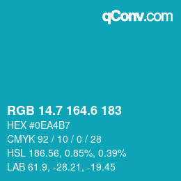 カラーコード: RGB 14.7 164.6 183 | qconv.com