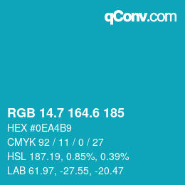 カラーコード: RGB 14.7 164.6 185 | qconv.com