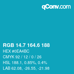 カラーコード: RGB 14.7 164.6 188 | qconv.com