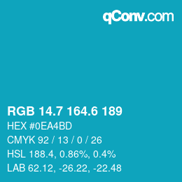 カラーコード: RGB 14.7 164.6 189 | qconv.com