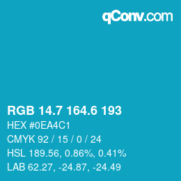 カラーコード: RGB 14.7 164.6 193 | qconv.com