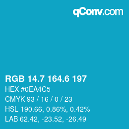 カラーコード: RGB 14.7 164.6 197 | qconv.com