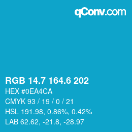 カラーコード: RGB 14.7 164.6 202 | qconv.com