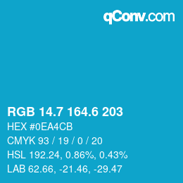 カラーコード: RGB 14.7 164.6 203 | qconv.com