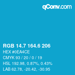 カラーコード: RGB 14.7 164.6 206 | qconv.com