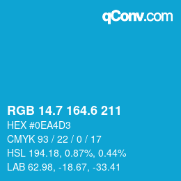 カラーコード: RGB 14.7 164.6 211 | qconv.com