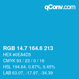 カラーコード: RGB 14.7 164.6 213 | qconv.com