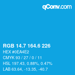 カラーコード: RGB 14.7 164.6 226 | qconv.com