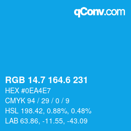 カラーコード: RGB 14.7 164.6 231 | qconv.com