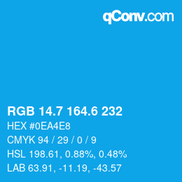カラーコード: RGB 14.7 164.6 232 | qconv.com