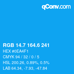 カラーコード: RGB 14.7 164.6 241 | qconv.com