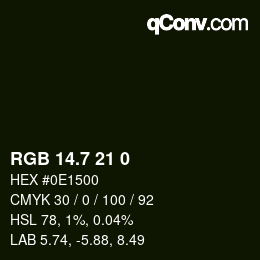 カラーコード: RGB 14.7 21 0 | qconv.com