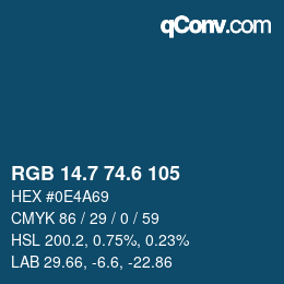 カラーコード: RGB 14.7 74.6 105 | qconv.com