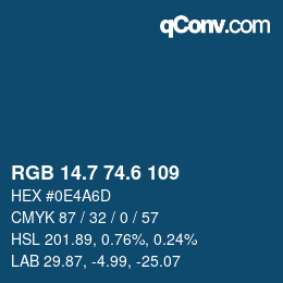カラーコード: RGB 14.7 74.6 109 | qconv.com