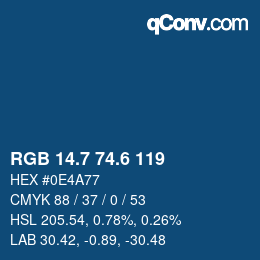 カラーコード: RGB 14.7 74.6 119 | qconv.com