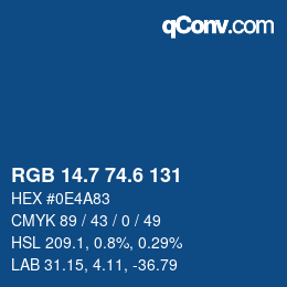 カラーコード: RGB 14.7 74.6 131 | qconv.com