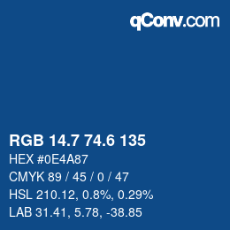 カラーコード: RGB 14.7 74.6 135 | qconv.com