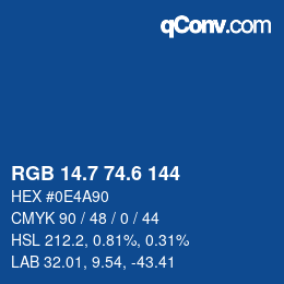 カラーコード: RGB 14.7 74.6 144 | qconv.com