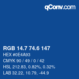 カラーコード: RGB 14.7 74.6 147 | qconv.com