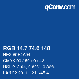 カラーコード: RGB 14.7 74.6 148 | qconv.com