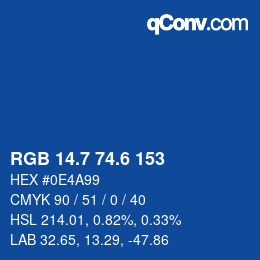カラーコード: RGB 14.7 74.6 153 | qconv.com