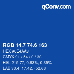 カラーコード: RGB 14.7 74.6 163 | qconv.com