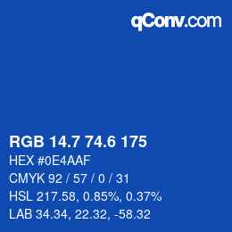 カラーコード: RGB 14.7 74.6 175 | qconv.com