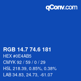 カラーコード: RGB 14.7 74.6 181 | qconv.com