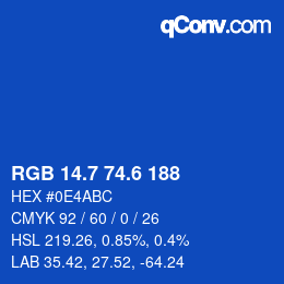 カラーコード: RGB 14.7 74.6 188 | qconv.com