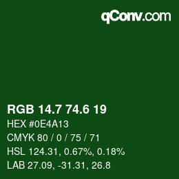カラーコード: RGB 14.7 74.6 19 | qconv.com