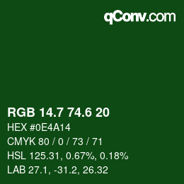 カラーコード: RGB 14.7 74.6 20 | qconv.com