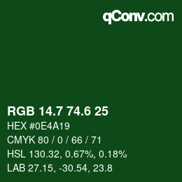 カラーコード: RGB 14.7 74.6 25 | qconv.com