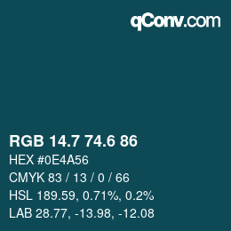 カラーコード: RGB 14.7 74.6 86 | qconv.com