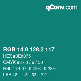 Color code: RGB 14.9 128.2 117 | qconv.com