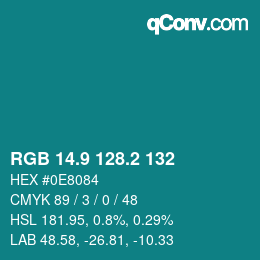 Color code: RGB 14.9 128.2 132 | qconv.com