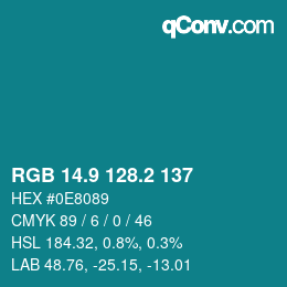 Color code: RGB 14.9 128.2 137 | qconv.com