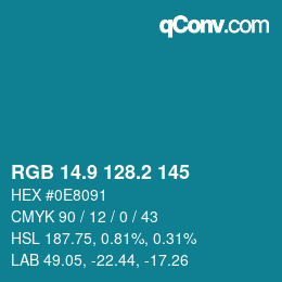 カラーコード: RGB 14.9 128.2 145 | qconv.com