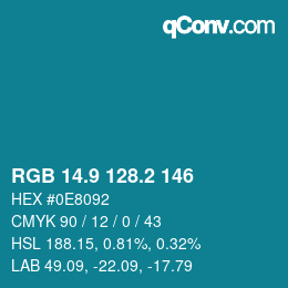Color code: RGB 14.9 128.2 146 | qconv.com