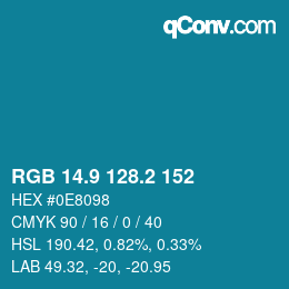 Color code: RGB 14.9 128.2 152 | qconv.com