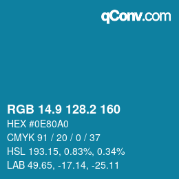 Color code: RGB 14.9 128.2 160 | qconv.com