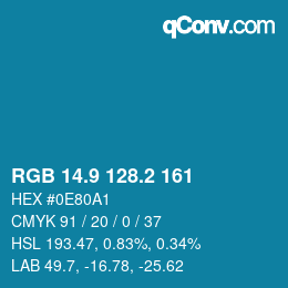 Color code: RGB 14.9 128.2 161 | qconv.com
