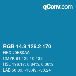 Color code: RGB 14.9 128.2 170 | qconv.com