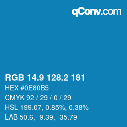 Color code: RGB 14.9 128.2 181 | qconv.com