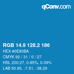 Farbcode: RGB 14.9 128.2 186 | qconv.com