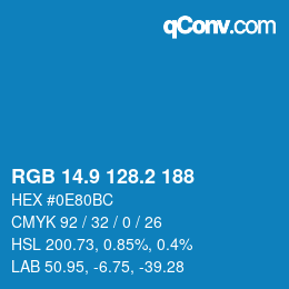 カラーコード: RGB 14.9 128.2 188 | qconv.com